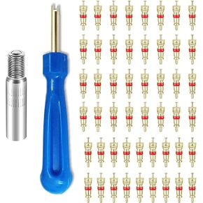 102 PCS Tyre Schrader Valve Tool Kit 100 Schrader Valve Core 1 أداة إزالة الصمامات 1 STEM Extension Edire Valve Core for RV ATV Automotive Trucks Motorcycles Motioncles Confer