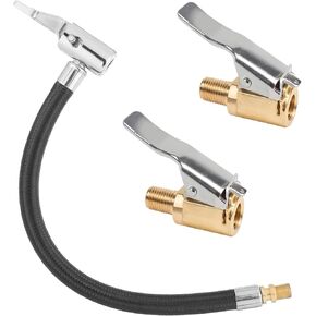 Tire Inflator Hose Adapter, 3 Pcs Metal Air Hose Adapter for Twist On Convert to Lock On Connection Locking Tire Air Chuck No Air Leakage Tire Inflating Hose for Tire Pump Connect Air Compressor