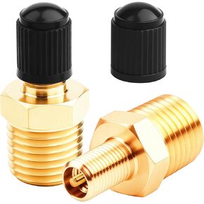 2 Pcs Brass Tire Inflator Adapters - 1/4" NPT Male to Schrader/Presta Valve Connector, Universal Air Chuck for Car Bike Tires, Portable Air Compressor Hose Accessories (Dual Valve Compatible)