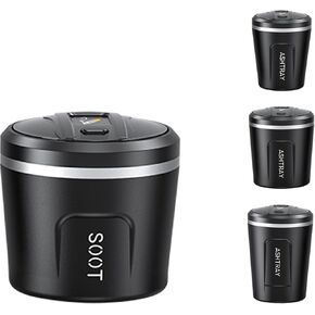 Various Sizes Car Ashtray Detachable with Lid Aluminum Alloy Ceramic Led Blue Light Inner for Most Car Cup Holder Home Office(2. Medium Fat)
