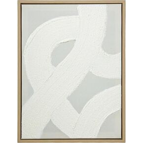ArtbyHannah Textured Framed Wall Art, Neutral Paintings Hand-painted 3D White Wall Decor with Minimalist Beige Geometric Artwork for Hallway, Office, Hotel Decorations （11x 15 inch）