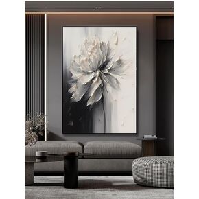 Hand Painted White And Black Flower Canvas Wall Art for Living Room,Framed Large Floral Oil Paintingfor Bedroom, Modern 3D Floral Artwork Wall Decor for Office,Kitchen,Bathroom Home Decor 28" x 40"