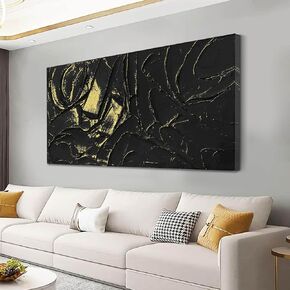 VAYIMDH Botanical Wall Decor for Living Room White with Gold Painting on Canvas Floral Wall Art Nature Artwork for Office Home 29"x 58" Hand Painted