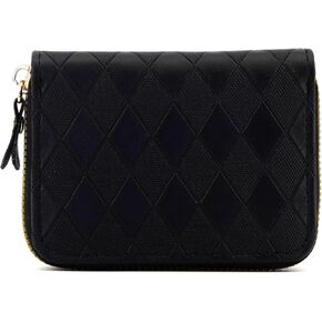 حامل بطاقة الائتمان نمط Diamond Wallet Wallet Leather Case Case Case Small Case for Women أو Men محفظة أكورديون صغيرة مع سوستة (زرقاء)