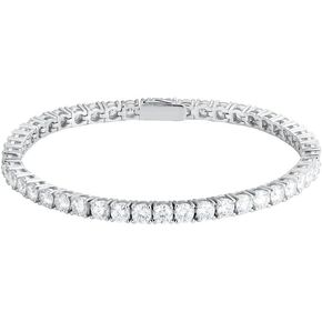 4/5mm Black Moissanite Tennis Bracelets for Women Men, 316 Stainless Steel Cuban Chain Lab Grown Simulated Diamond Bracelets Wedding Jewelry Fathers day Gift