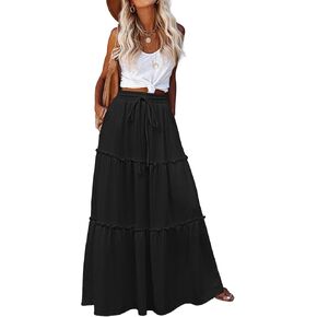 Zeagoo Womens تنانير Maxi غير الرسمية للنساء 2025 High Weist Boho التنانير الأزهار المطبوعة طويلة التدفق مع جيوب