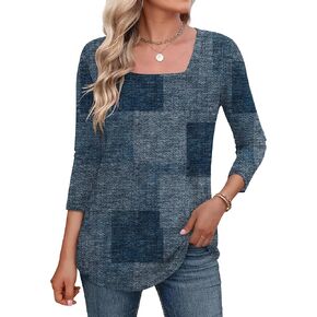 لومون للسيدات 3/4 قمصان الأكمام مربعة الرقبة الصيفية قمم أقسى غير رسمية TEES Ladies T Shirts بلوزات in Kuwait