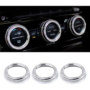 Carfib Car Interior Bling Associory for VW Volkswagen Arteon Atlas CC E-Golf Golf alltrack golf r passat tiguan ac Knobs conbors ملصقات ملصقات تغطية الأجزاء من الرجال نساء من سبائك الفضة الكريستالية 3pcs
