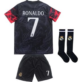 Pitch and Trek Ronaldo Madrid #7 Special Dragon Limited edition Kids Soccer Jersey Stirts Footbool Futbol Socks Gifts Set Sevies Sister