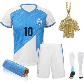 Soccer Jerseys Sports Team Training Uniform Boys and Girls Youth Shirts with socks and necklaces,Cooling Towel.