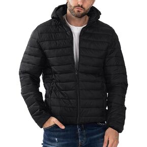 Polu Men's Puffer Jacket with Hood Warm Lightweight Hooded Winter Coat Down Jacket For Men Work Outdoor Hiking