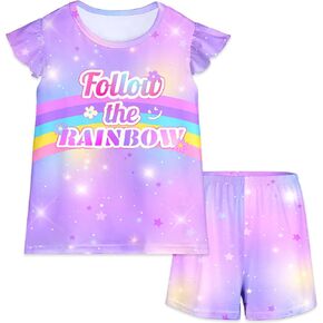 Mhjy Girls Pajama يضع طفلًا صغيرًا من الأكمام القصيرة والأكمام القصيرة والقصيرة.