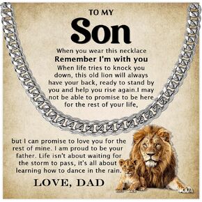To My Son Necklace From Mom, Christmas Birthday Gift For Sons From Dad, Jewelry With Messager Card For Son, Chain For Him, Meaningful Gifts For Sons From Mother Father