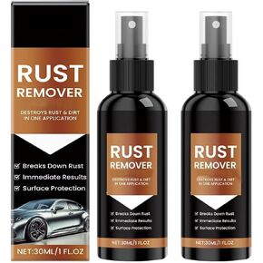 2Pcs Rust Remover Spray,2025 Upgrade Rust Remover for Metal,Destroys Rust & Dirt in One Application, for Multiple Surfaces Metal, Tools, Cars, Chains