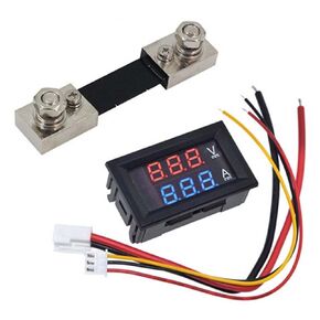 0.56inch Blue Red Dual LED Display Mini Digital Voltmeter Ammeter DC 100V 10A 50A 100A اختبار الجهد مكبر للصوت