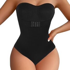 KIMIKAL Women's Shapewear Bodysuits Tummy Control Strapless One Piece Built in Bra Tank Tops Thong Body Shaper