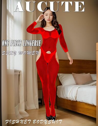 Women's Fishnet Bodysuit Long Sleeve Sheer Mesh Tights Bodystocking Full Body Fishnets Rave Outfit in Saudi Arabia