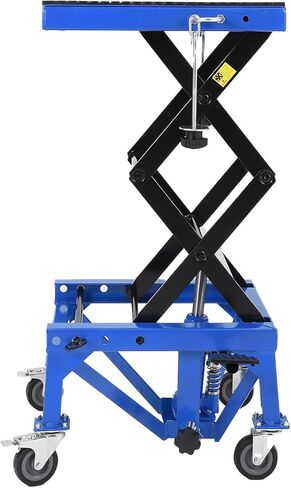 Hydraulic Motorcycle Lift Jack 350LBS, Foot Operated Scissor Lift Table for ATV Dirt Bike, Heavy-Duty Steel Stand with Safety Lock & Wheels, 13.78-34.25" Height Adjustable, Oil Drain Hole in Saudi Arabia