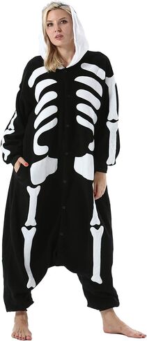 DarkCom Skeleton Onesie Halloween Costume One Piece Unisex Adult Pajamas Women Men Sleepwear Christmas Pajamas in Saudi Arabia