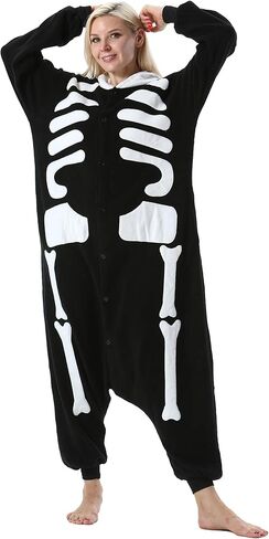 DarkCom Skeleton Onesie Halloween Costume One Piece Unisex Adult Pajamas Women Men Sleepwear Christmas Pajamas in Saudi Arabia