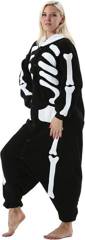 DarkCom Skeleton Onesie Halloween Costume One Piece Unisex Adult Pajamas Women Men Sleepwear Christmas Pajamas in Saudi Arabia