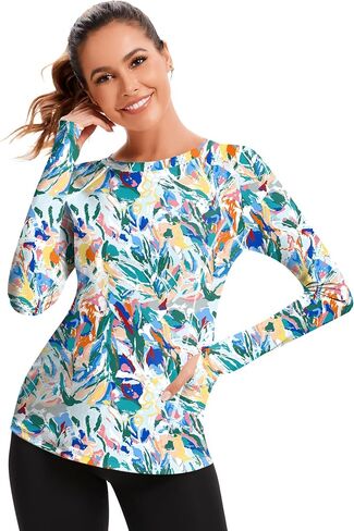 Akewei Womens Rash Guard UPF 50+ SPF UV UV Suge Sun Drotting قمصان تسبح مع فتحة الإبهام in Kuwait