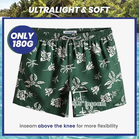 maamgic Mens Swim Trunks 5" Quick Dry Beach Shorts Bathing Suits with Mesh Lining Pockets in Saudi Arabia