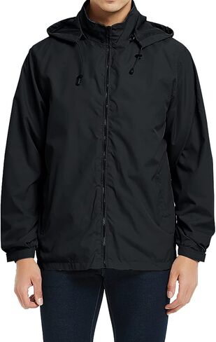 Mens Lightweight Windbreaker Jacket Waterproof Rain Jacket with Hood Soft Shell Jacket in Kuwait