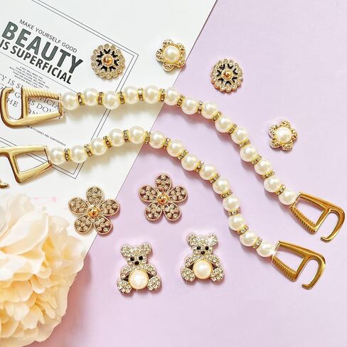 سحر أحذية بلينغ للنساء والفتيات ، سحر أحذية جيرلي الذهبي للثقب ، سحر سلسلة Diamond Bling Chain Cute Designer Design Decoration Homels Homels Birthdy Favors in Kuwait
