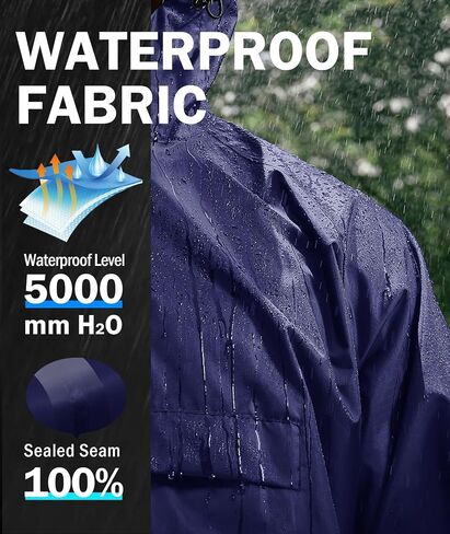 SWISSWELL Men's Rain Jacket Waterproof Lightweight Packable Pullover Windbreaker with Hood for Travel Hiking Golf in Saudi Arabia