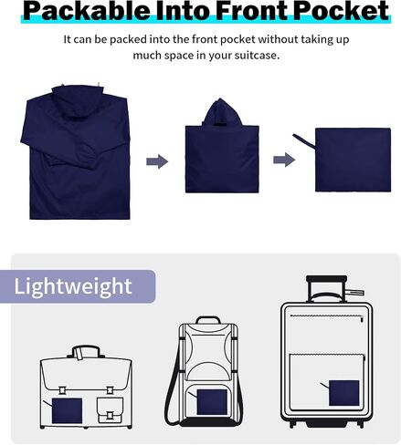 SWISSWELL Men's Rain Jacket Waterproof Lightweight Packable Pullover Windbreaker with Hood for Travel Hiking Golf in Saudi Arabia
