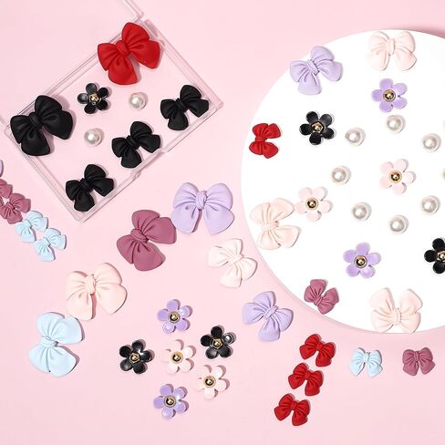 25Pcs Resin Bow Shoe Charms for Girls Clogs Sandals, Acrylic Flower Charms, Pearls Accessories for Women, DIY Shoe Decoration Charms for Party Favor in Saudi Arabia