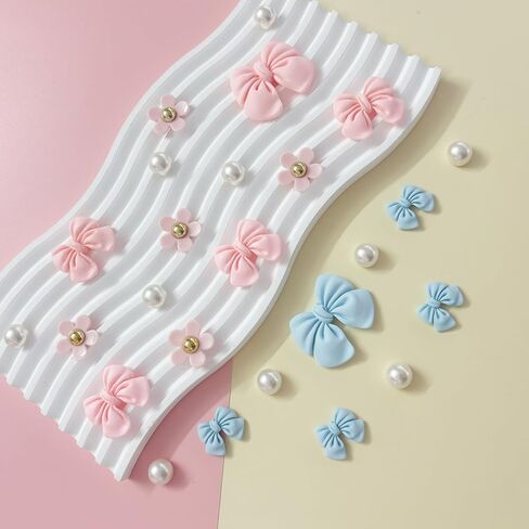 25Pcs Resin Bow Shoe Charms for Girls Clogs Sandals, Acrylic Flower Charms, Pearls Accessories for Women, DIY Shoe Decoration Charms for Party Favor in Saudi Arabia