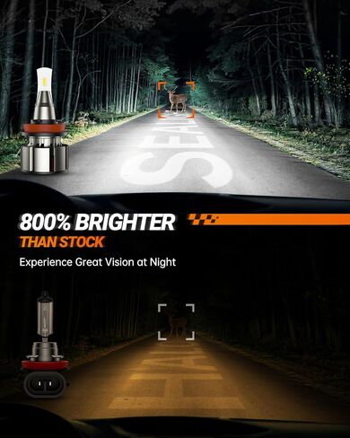SEALIGHT 9005 H11 LED Bulbs Combo, 72000LM 800% Brightness 9005/HB3 High H11 High Low Beam Bulbs, 6000K Cool White with Silent Fan, IP68, 360° Adjustable, Powersports Headlight Bulbs, Pack of 4 in Saudi Arabia