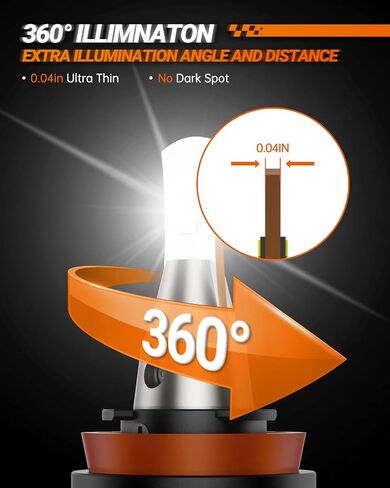 SEALIGHT 9005 H11 LED Bulbs Combo, 72000LM 800% Brightness 9005/HB3 High H11 High Low Beam Bulbs, 6000K Cool White with Silent Fan, IP68, 360° Adjustable, Powersports Headlight Bulbs, Pack of 4 in Saudi Arabia