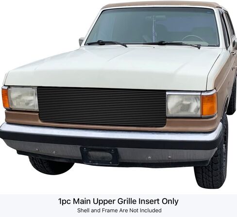 HD Ridez متوافق مع Ford Bronco F-150 F-250 F-350 1987-1991 الجزء العلوي الرئيسي من الفولاذ المقاوم للصدأ المصقول بالكروم 8x6 إدراج شبكة البليت الأفقية HDR-GRFC4990S in Kuwait
