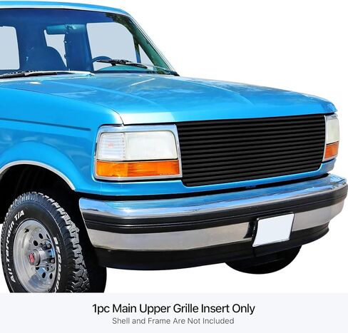 HD Ridez متوافق مع Ford Bronco F-150 F-250 F-350 1987-1991 الجزء العلوي الرئيسي من الفولاذ المقاوم للصدأ المصقول بالكروم 8x6 إدراج شبكة البليت الأفقية HDR-GRFC4990S in Kuwait