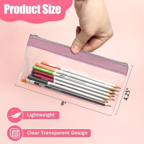 4 Pack Clear Pencil Pouch, Cute Pencil Case Pouch, Pencil Bag With Zipper for Kids, Teen Portable Pencil Pouch for School & Stationery Supplies in Saudi Arabia