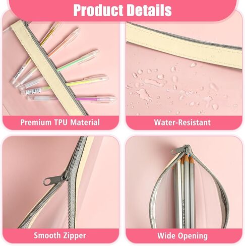 4 Pack Clear Pencil Pouch, Cute Pencil Case Pouch, Pencil Bag With Zipper for Kids, Teen Portable Pencil Pouch for School & Stationery Supplies in Saudi Arabia