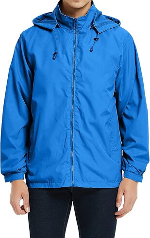 Mens Lightweight Windbreaker Jacket Waterproof Rain Jacket with Hood Soft Shell Jacket in Kuwait