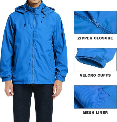 Mens Lightweight Windbreaker Jacket Waterproof Rain Jacket with Hood Soft Shell Jacket in Kuwait