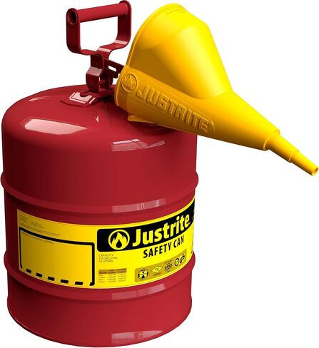 Justrite 7110110 1 جالون، علبة أمان حمراء من الفولاذ المجلفن من النوع الأول مع قمع in Saudi Arabia