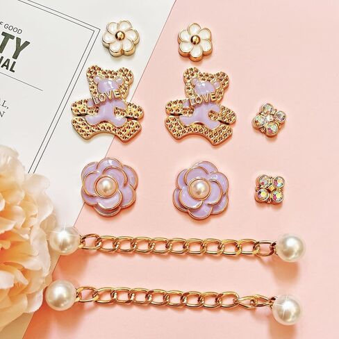 سحر أحذية بلينغ للنساء والفتيات ، سحر أحذية جيرلي الذهبي للثقب ، سحر سلسلة Diamond Bling Chain Cute Designer Design Decoration Homels Homels Birthdy Favors in Kuwait