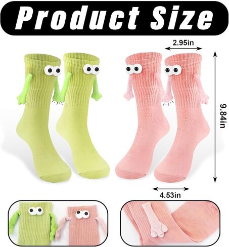 ABTOLS 2 Pairs Colorful Funny Couple Socks Magnetic Hand Holding Socks for Women Men in Kuwait