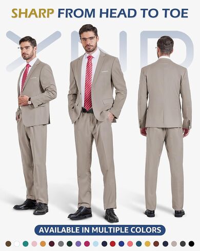 YND Men's 2 Piece One Button Suit, Slim Fit Jacket and Pants with Tie, for Business Weddings Party Proms in Saudi Arabia