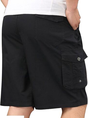Men's Cotton Full Elastic Waist Cargo Shorts Loose Fit Drawstring Short in Saudi Arabia
