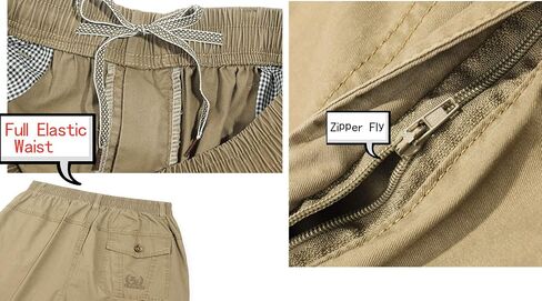 Men's Cotton Full Elastic Waist Cargo Shorts Loose Fit Drawstring Short in Saudi Arabia