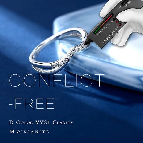 MOOSEA Moissanite Stackable Rings for Women, 14K White Gold Vermeil Double Wishbone Wedding Band D Color VVS1 Clarity Lab Created Moissanite Double Curved Moissanite Wedding Band for Women in Saudi Arabia