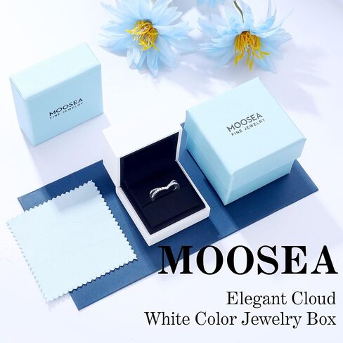 MOOSEA Moissanite Stackable Rings for Women, 14K White Gold Vermeil Double Wishbone Wedding Band D Color VVS1 Clarity Lab Created Moissanite Double Curved Moissanite Wedding Band for Women in Saudi Arabia