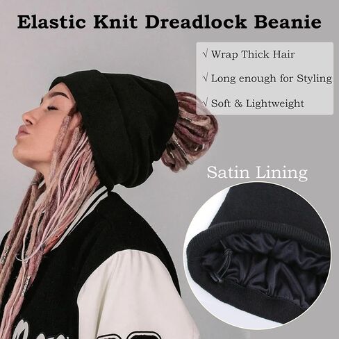 Ababalaya Unisex Knit Rasta Beanie Unisex Open Turban Beanies Winter Hats for Dreadlock Hair Wraps for Men Women in Kuwait